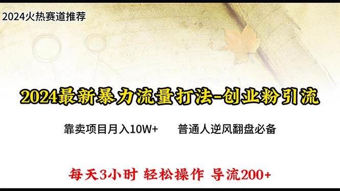 2024年最新暴力流量打法，每日导入300+，靠卖项目月入10W+-久创网