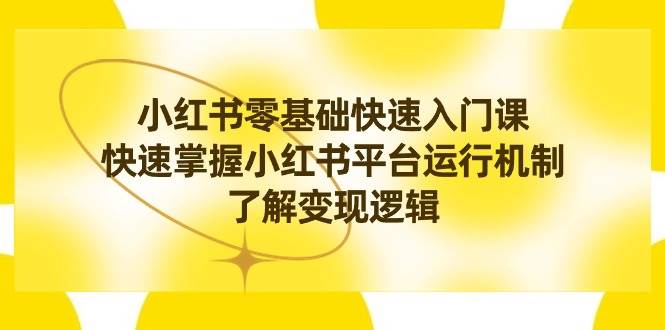 小红书0基础快速入门课，快速掌握小红书平台运行机制，了解变现逻辑-久创网