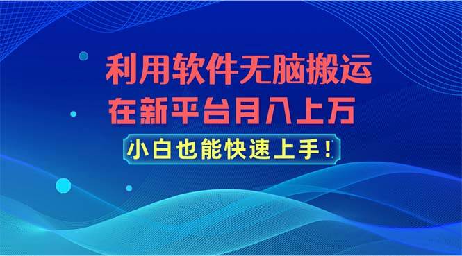 利用软件无脑搬运，在新平台月入上万，小白也能快速上手-久创网