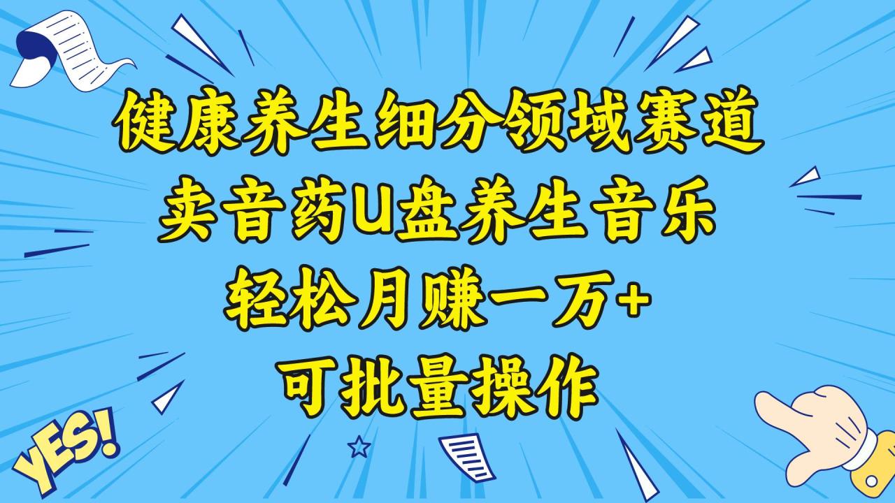 图片[1]-健康养生细分领域赛道，卖音药U盘养生音乐，轻松月赚一万+，可批量操作-久创网