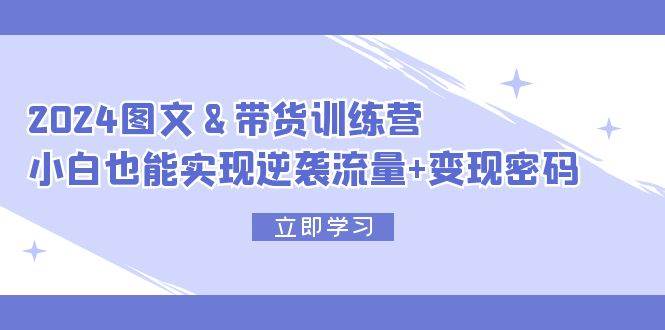 2024 图文+带货训练营，小白也能实现逆袭流量+变现密码-久创网