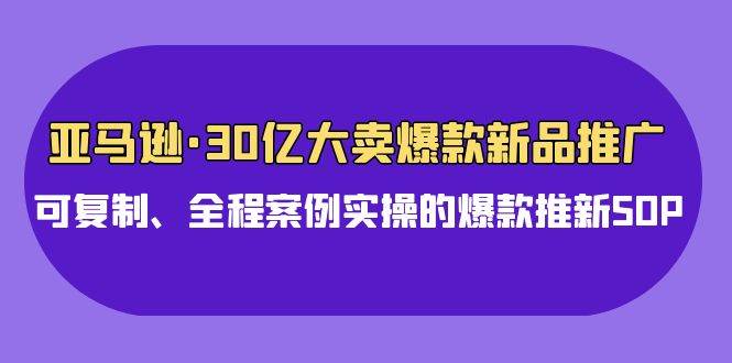 亚马逊30亿·大卖爆款新品推广，可复制、全程案例实操的爆款推新SOP-久创网