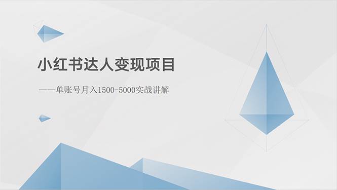 图片[1]-小红书达人变现项目：单账号月入1500-3000实战讲解-久创网