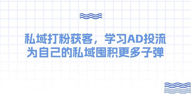 某收费课：私域打粉获客，学习AD投流，为自己的私域囤积更多子弹-久创网