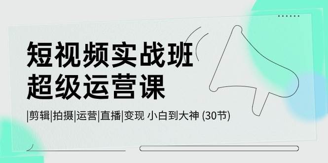 短视频实战班-超级运营课，|剪辑|拍摄|运营|直播|变现 小白到大神 (30节)-久创网