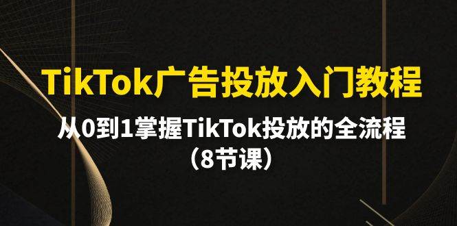 TikTok广告投放入门教程，从0到1掌握TikTok投放的全流程（8节课）-久创网