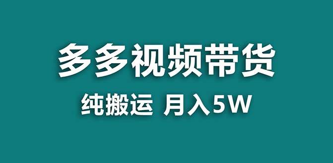 【蓝海项目】拼多多视频带货 纯搬运一个月搞了5w佣金，小白也能操作 送工具-久创网