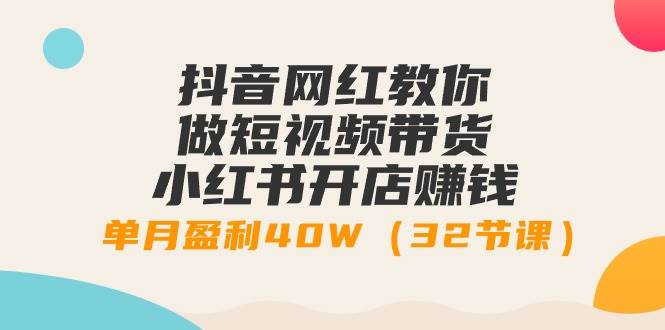 抖音网红教你做短视频带货+小红书开店赚钱，单月盈利40W（32节课）-久创网