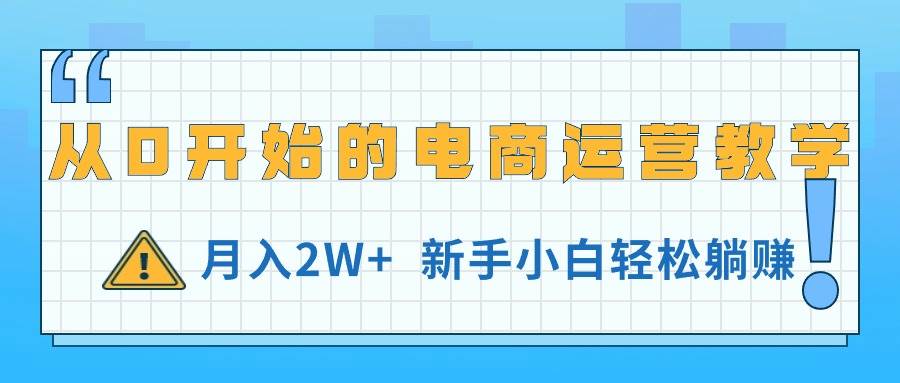 从0开始的电商运营教学，月入2W+，新手小白轻松躺赚-久创网