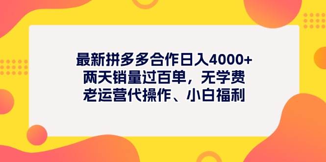 图片[1]-最新拼多多项目日入4000+两天销量过百单，无学费、老运营代操作、小白福利-久创网