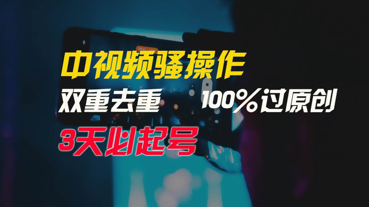 中视频骚操作，双重去重100%过原创，3天比必起号，简单无脑，月入3W+-久创网