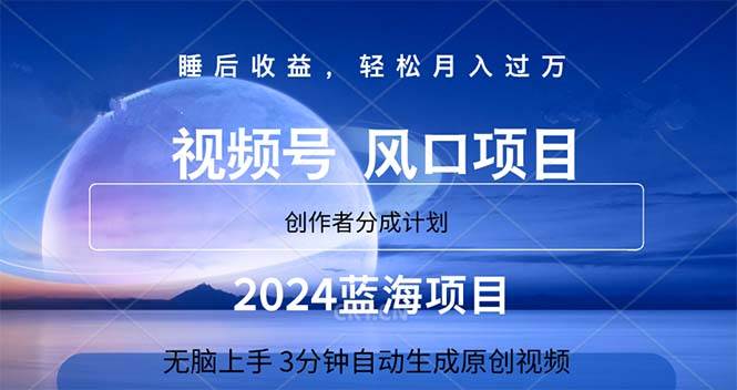 2024蓝海项目，3分钟自动生成视频，月入过万-久创网