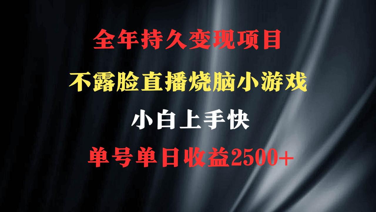 图片[1]-2024年 最优项目，烧脑小游戏不露脸直播  小白上手快 无门槛 一天收益2500+-久创网