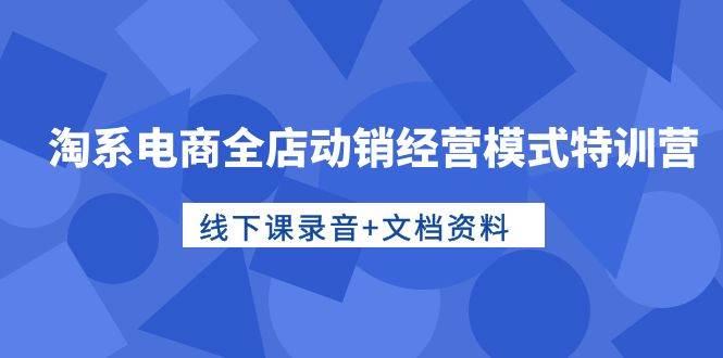 淘系电商全店动销经营模式特训营，线下课录音+文档资料-久创网