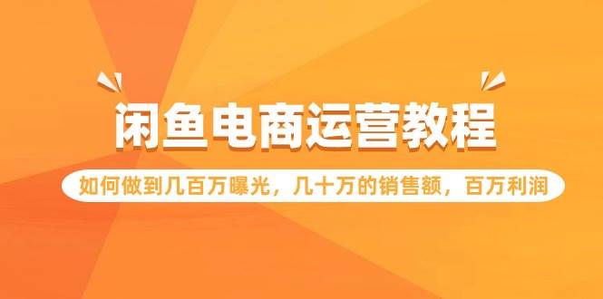 闲鱼电商运营教程：如何做到几百万曝光，几十万的销售额，百万利润-久创网