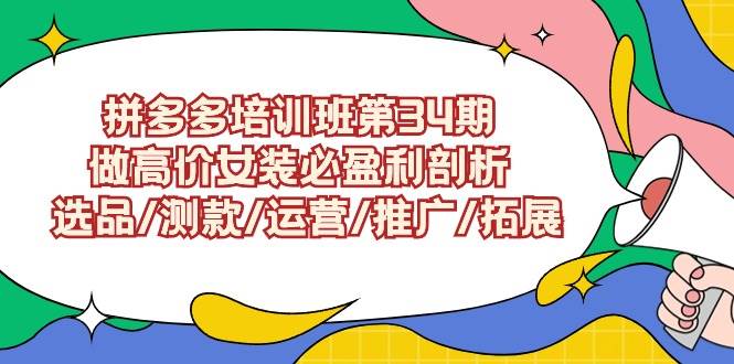 拼多多培训班第34期：做高价女装必盈利剖析  选品/测款/运营/推广/拓展-久创网