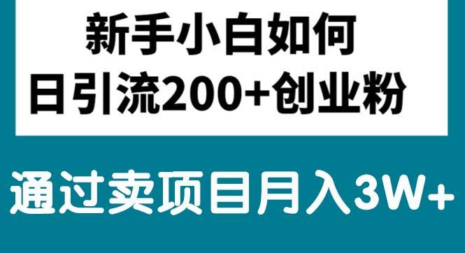 新手小白日引流200+创业粉,通过卖项目月入3W+-久创网