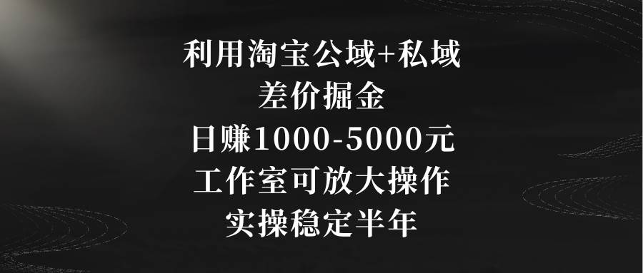 图片[1]-利用淘宝公域+私域差价掘金，日赚1000-5000元，工作室可放大操作，实操…-久创网