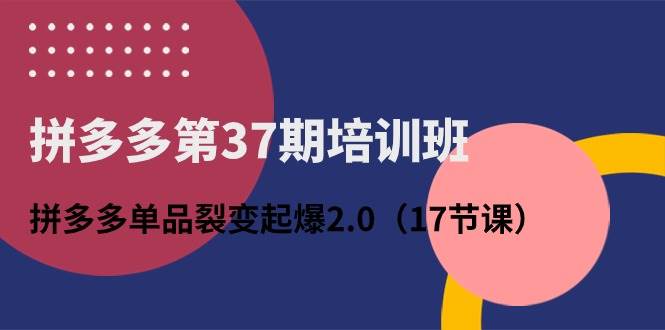 拼多多第37期培训班：拼多多单品裂变起爆2.0（17节课）-久创网