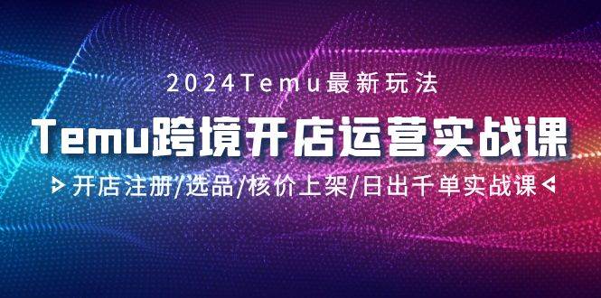 2024Temu跨境开店运营实战课，开店注册/选品/核价上架/日出千单实战课-久创网