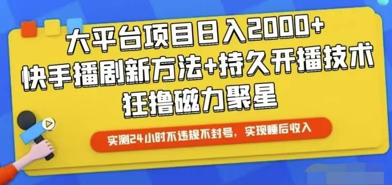 快手24小时无人直播，真正实现睡后收益-久创网