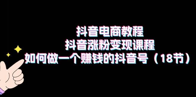 抖音电商教程：抖音涨粉变现课程：如何做一个赚钱的抖音号（18节）-久创网