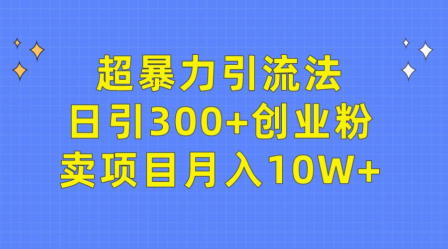 超暴力引流法，日引300+创业粉，卖项目月入10W+-久创网