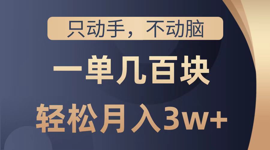 只动手不动脑，一单几百块，轻松月入2w+，看完就能直接操作，详细教程-久创网