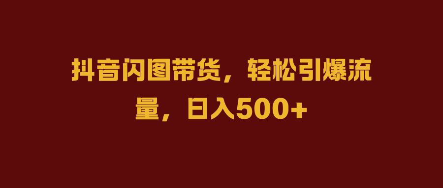 抖音闪图带货，轻松引爆流量，日入500+-久创网