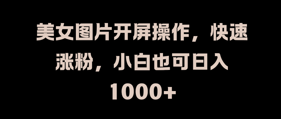 美女图片开屏操作，快速涨粉，小白也可日入1000+-久创网