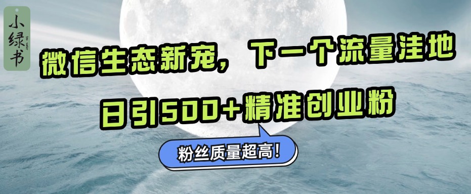 微信生态新宠小绿书：下一个流量洼地，粉丝质量超高，日引500+精准创业粉，-久创网