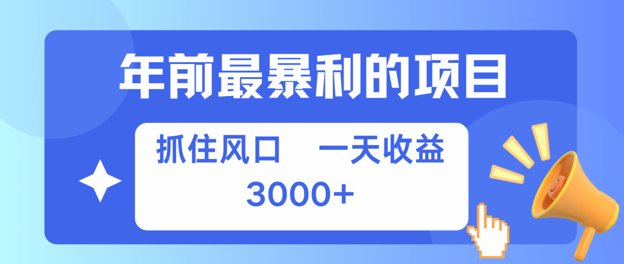 年前最赚钱的项目之一，可以过个肥年-久创网