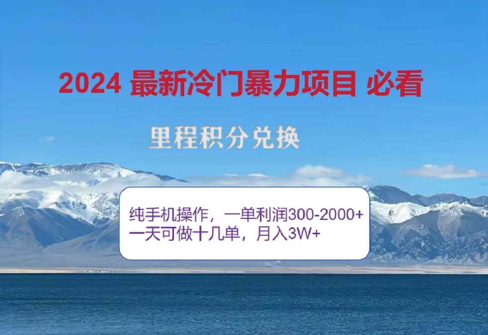 2024惊爆冷门暴利！出行高峰来袭，里程积分，高爆发期，一单300+—2000+，月入过万不是梦！-久创网