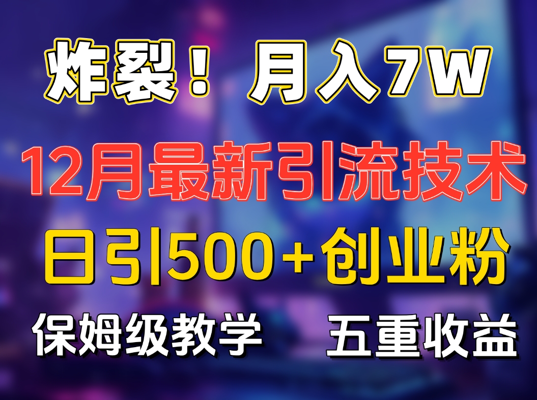 炸裂！月入7W+揭秘12月最新日引流500+精准创业粉，多重收益保姆级教学-久创网