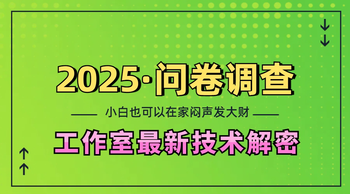 2025《问卷调查》最新工作室技术解密：一个人在家也可以闷声发大财，小白一天200+，可矩阵放大-久创网