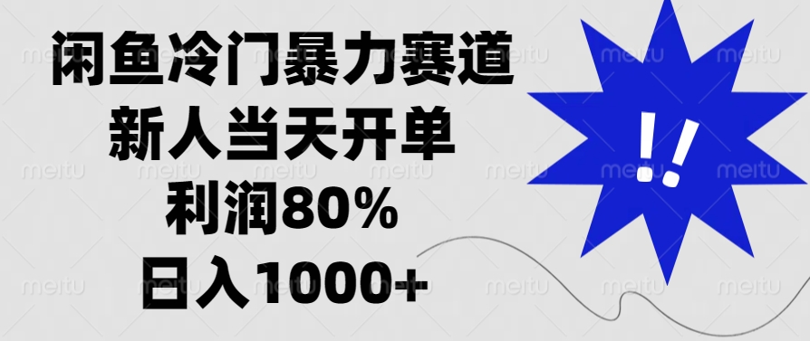 闲鱼冷门暴力赛道，利润80%，日入1000+新人当天开单，-久创网