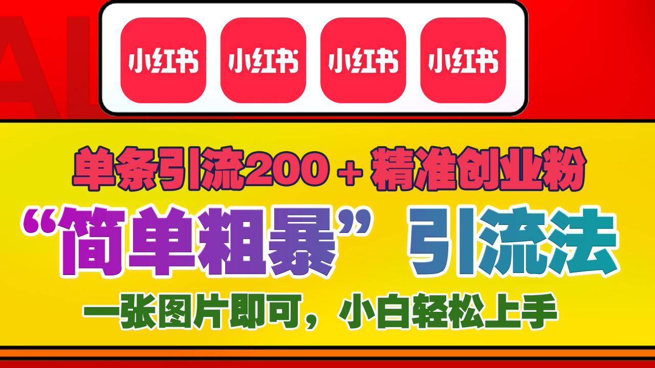 12底最新小红书单日引流200+创业粉，“简单粗暴”引流法，一张图片即可操作，小白轻松上手，私信根本回不完-久创网