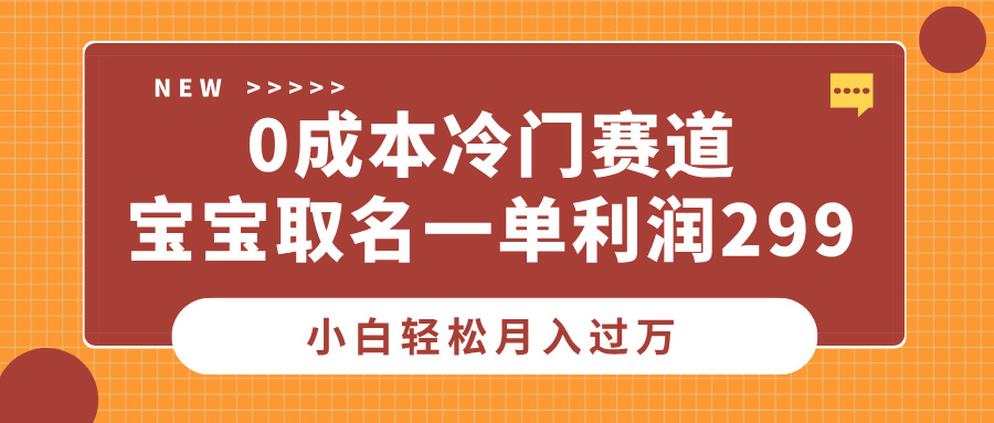 0成本冷门赛道，宝宝取名一单利润299，小白轻松月入过万-久创网