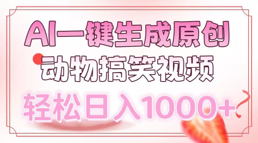 AI一键生成原创动物搞笑视频，轻松日入1000+-久创网