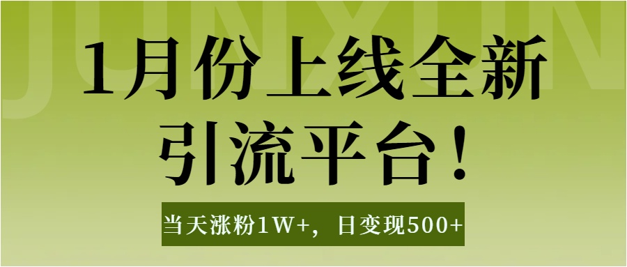 1月上线全新引流平台，当天涨粉1W+，日变现500+工具无脑涨粉，解放双手操作简单-久创网