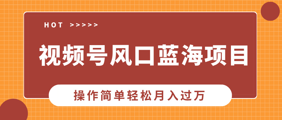 视频号风口蓝海项目，中老年人的流量密码，操作简单轻松月入过万-久创网