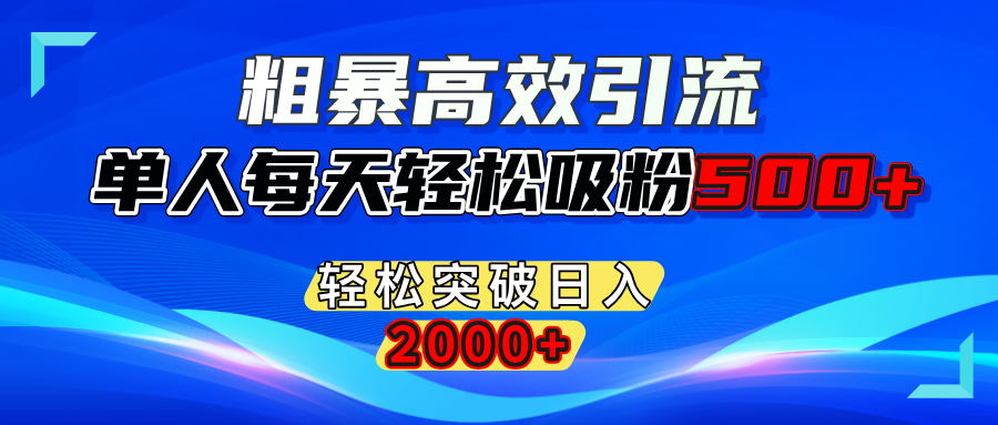 粗暴高效引流,单人每天轻松吸粉500+,轻松突破日入2000+-久创网