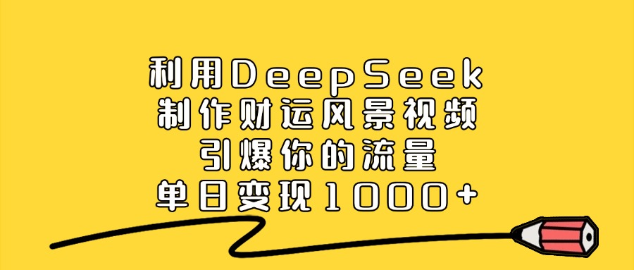 利用DeepSeek制作财运风景视频，引爆你的流量，单日变现1000+-久创网